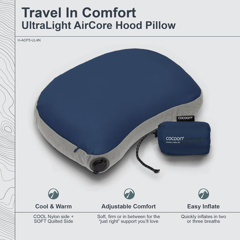 Cocoon - Premium - Ultralight Inflatable AirCore Shaped Pillow - Washable Travel Air Pillows for Camping, Hiking, Backpacking (Regular 11" x 15") - Image 4